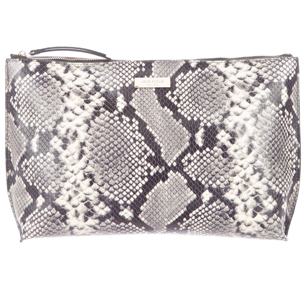 Kate Spade Black and Gray Snakeskin Clutch